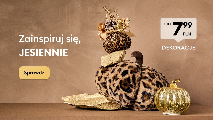 Jesienne dekoracje do domu inspirowane motywem dyni i zwierzęcym wzorem, dostępne od 7,99 PLN.