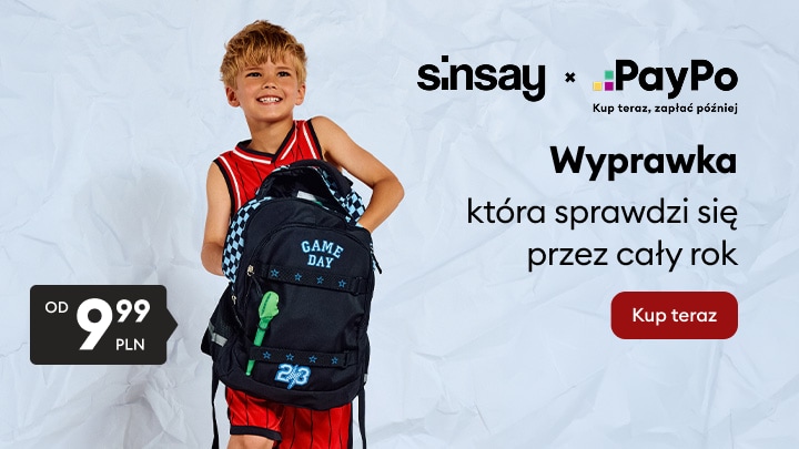 Promocja Sinsay i PayPo na wyprawkę szkolną z możliwością odroczonej płatności oraz zakupem plecaka dla dziecka od 9,99 PLN