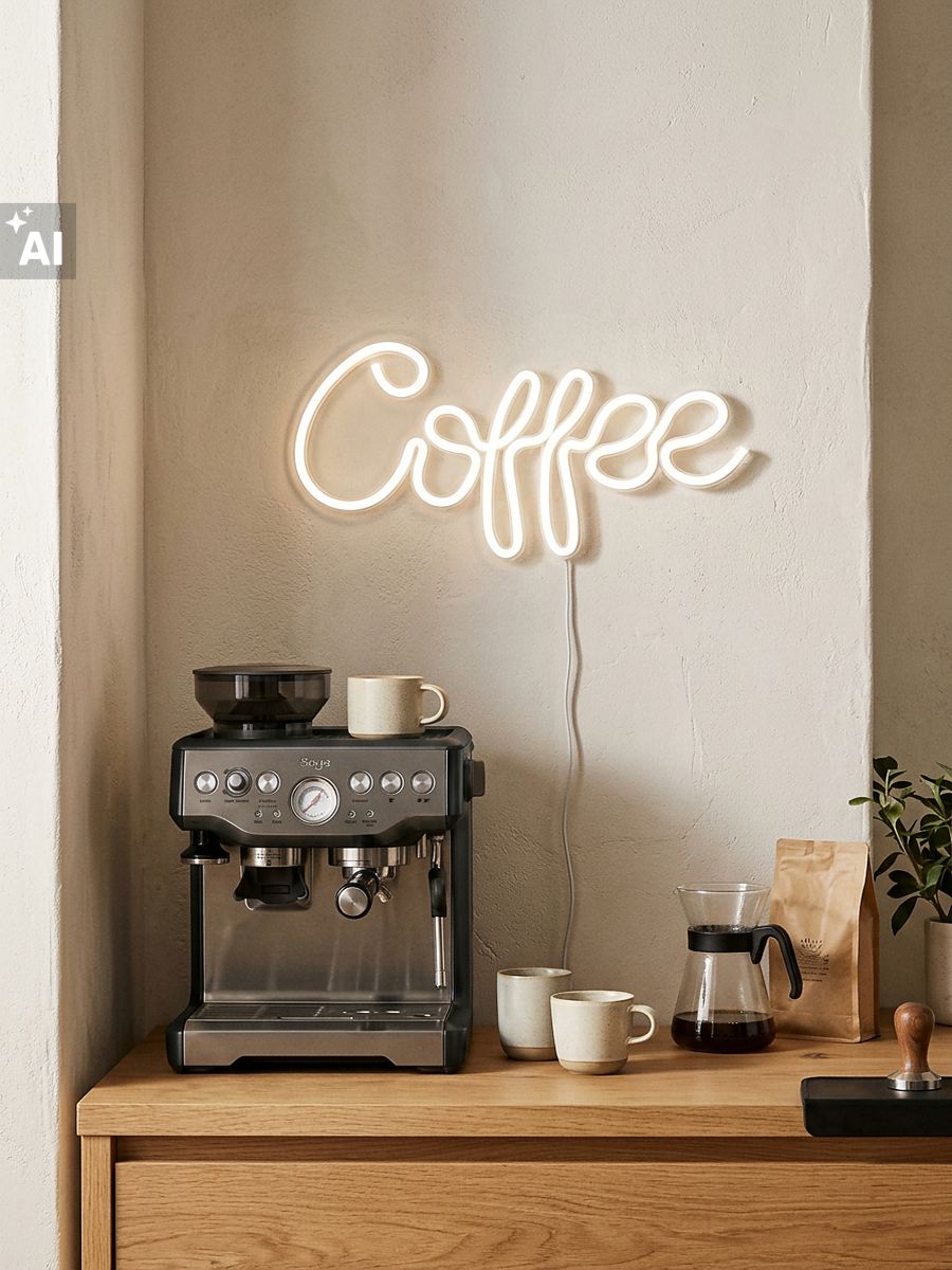 Lampka neon LED w kształcie napisu Coffee - biały - SINSAY
