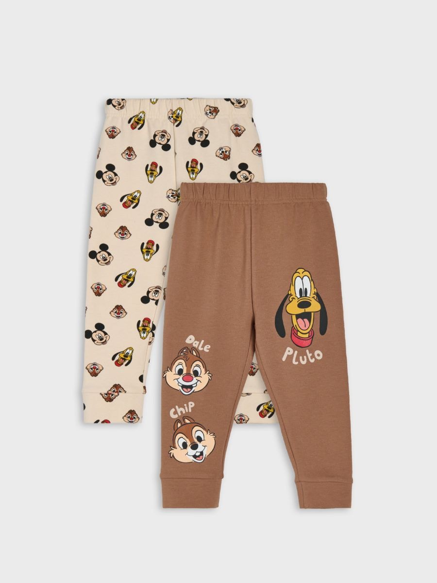 Bawełniane spodnie z nadrukiem Disney 2 Pack - brązowy - SINSAY