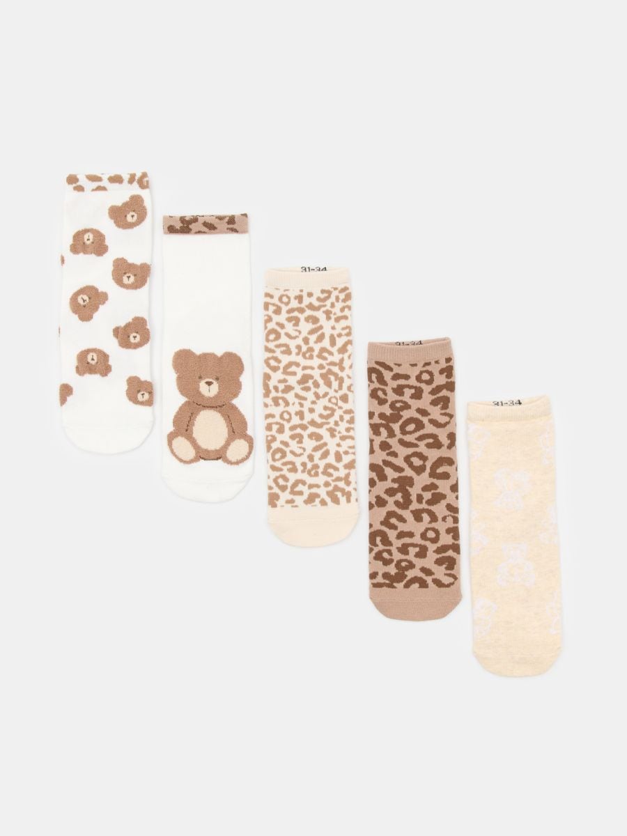 Skarpetki z motywem misia 5 pack - wielobarwny - SINSAY