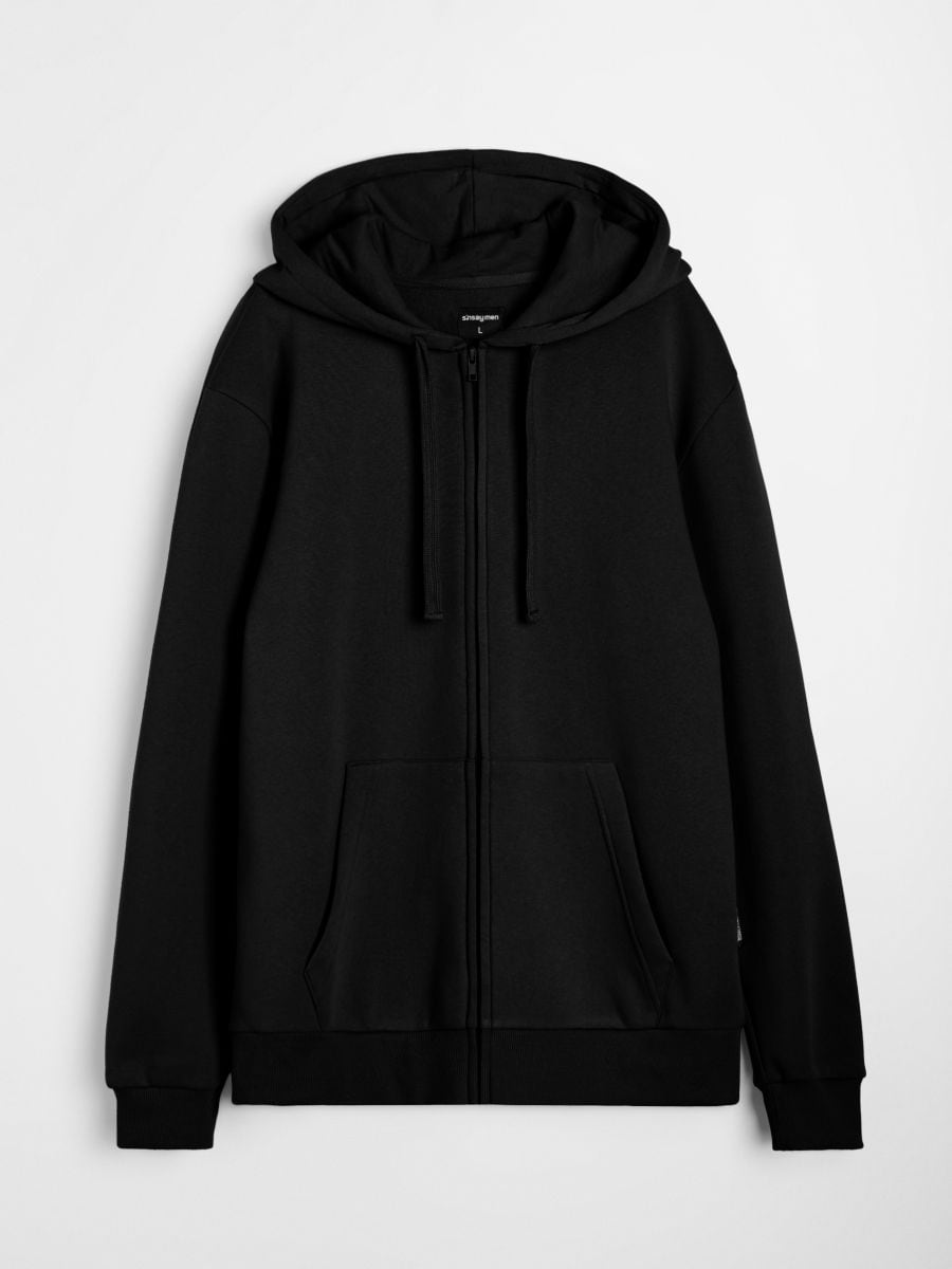 Rozpinana bluza z kapturem - czarny - SINSAY