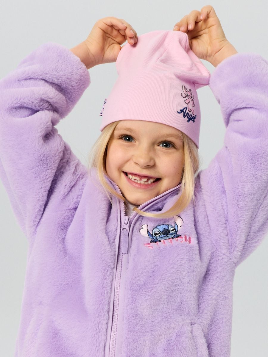 Prążkowana czapka z nadrukiem Stitch - różowy - SINSAY