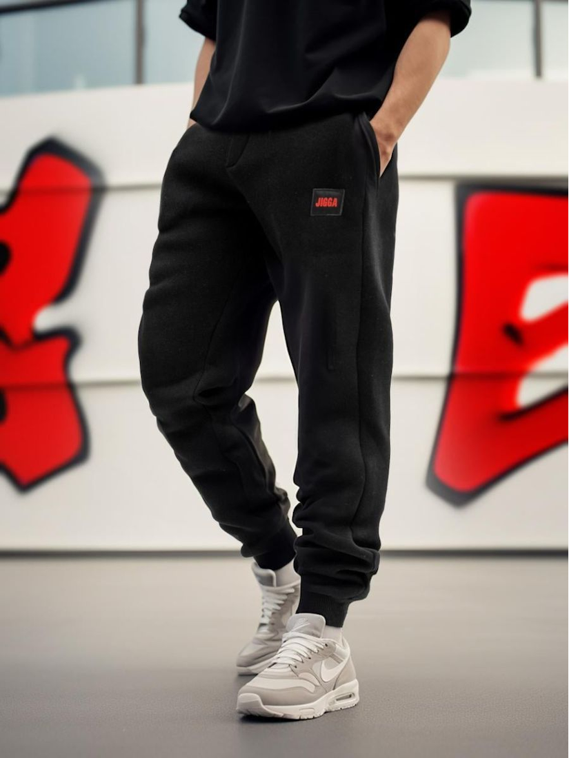 Spodnie Dresowe Męskie Czarne Jigga Wear Frame Name XXL - czarny - SINSAY