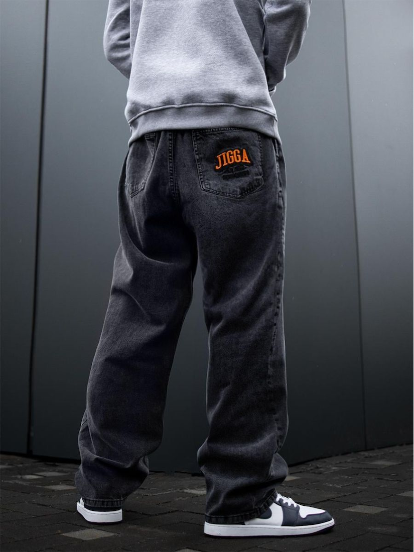 Spodnie Jeansowe Super Baggy Męskie Czarne Sprane Jigga Wear New Outline M - czarny - SINSAY