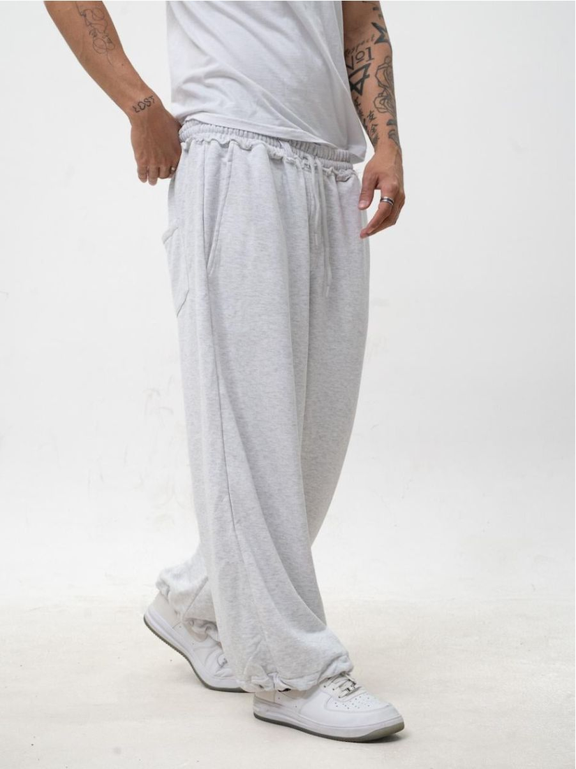 Spodnie Dresowe Szerokie Baggy Męskie Szare Jigga Wear Pure XS - szary - SINSAY