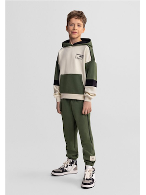 Minoti dres chłopięcy z kapturem w panele, khaki